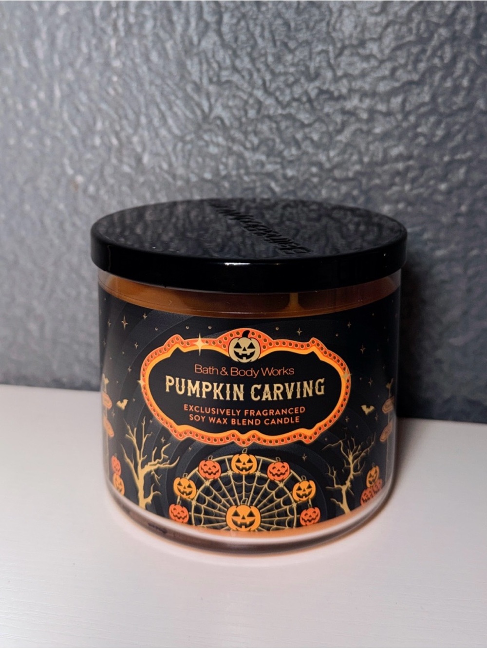 Bath & Body Works Pumpkin Carving Fragranced Candle - Black & Orange
